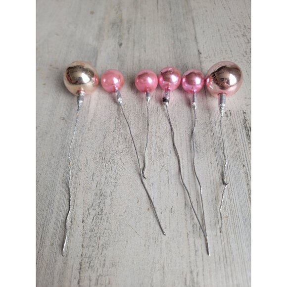 Vintage Mercury pink ball branch pick ornament glass Xmas - Picture 7 of 12